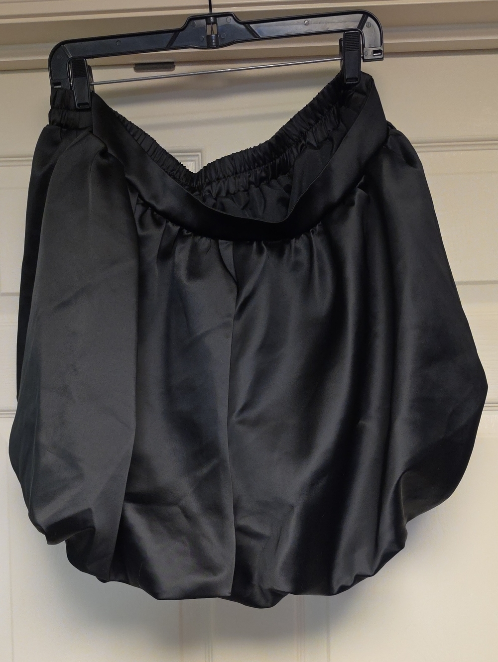AKIRA Black Satin Bubble Hem A-Line Shorts